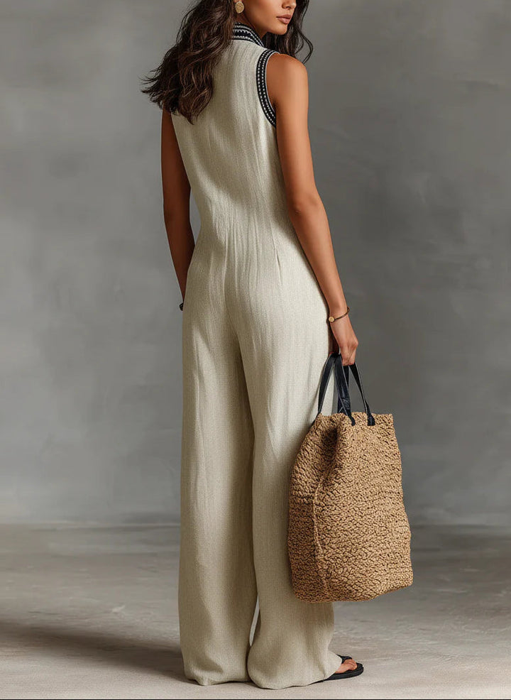 Roxane | Sleeveless Jumpsuit with Minimalist High Neck and Zip Closure