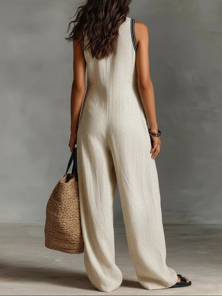 Roxane | Sleeveless Jumpsuit with Minimalist High Neck and Zip Closure