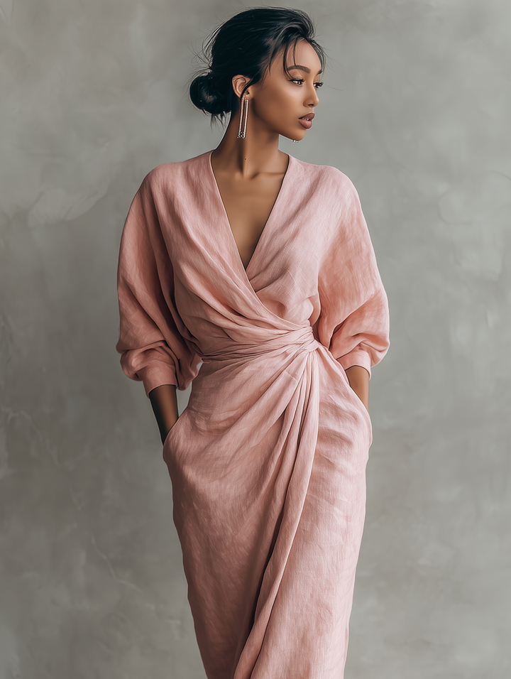 BETTY™ - ELEGANT LINEN V-NECK MAXI DRESS
