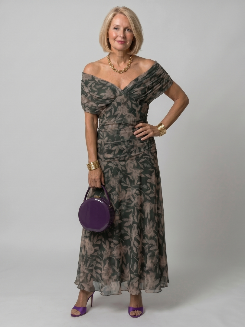 Stella & Grace™ | Off Shoulder Flow Midi Dress