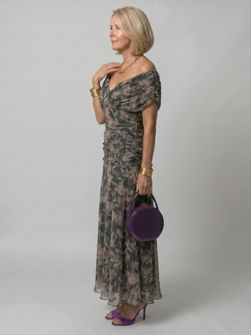 Stella & Grace™ | Off Shoulder Flow Midi Dress