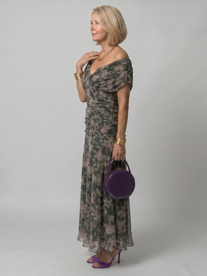 Stella & Grace™ | Off Shoulder Flow Midi Dress
