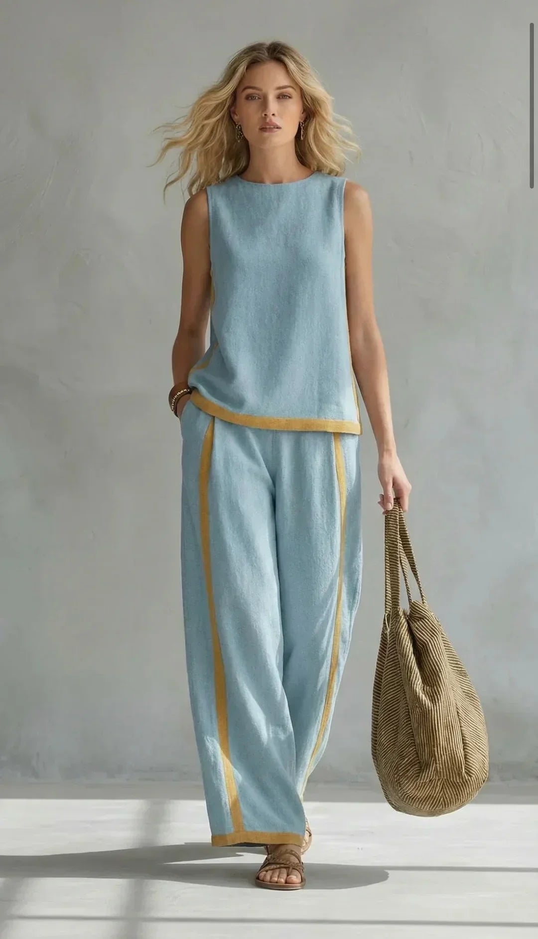 Ursula – Chic-Casual Vest and Pant Set with Bicolor Finishes