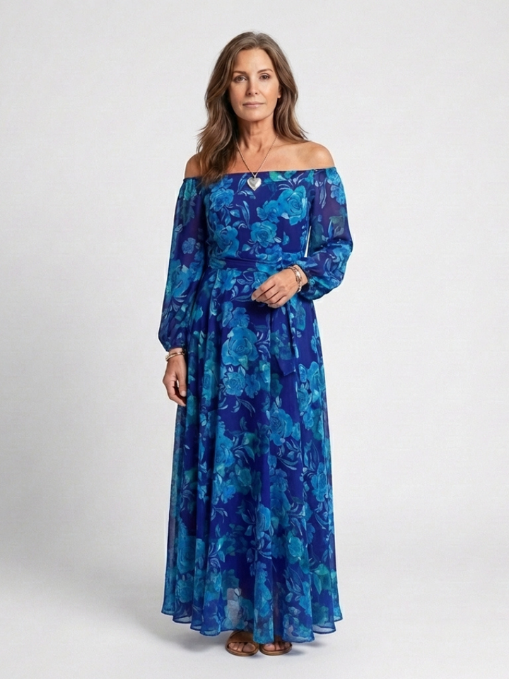 Violet & Grace™ | Off Shoulder Floral Maxi Dress