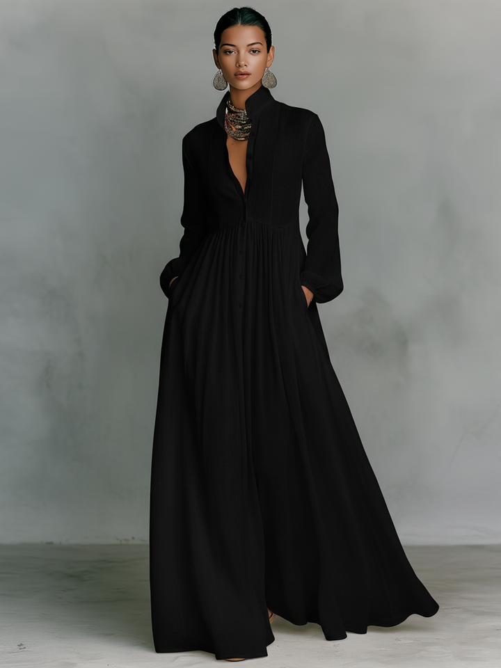 GLORIA™ - LINEN PATCHWORK MAXI DRESS
