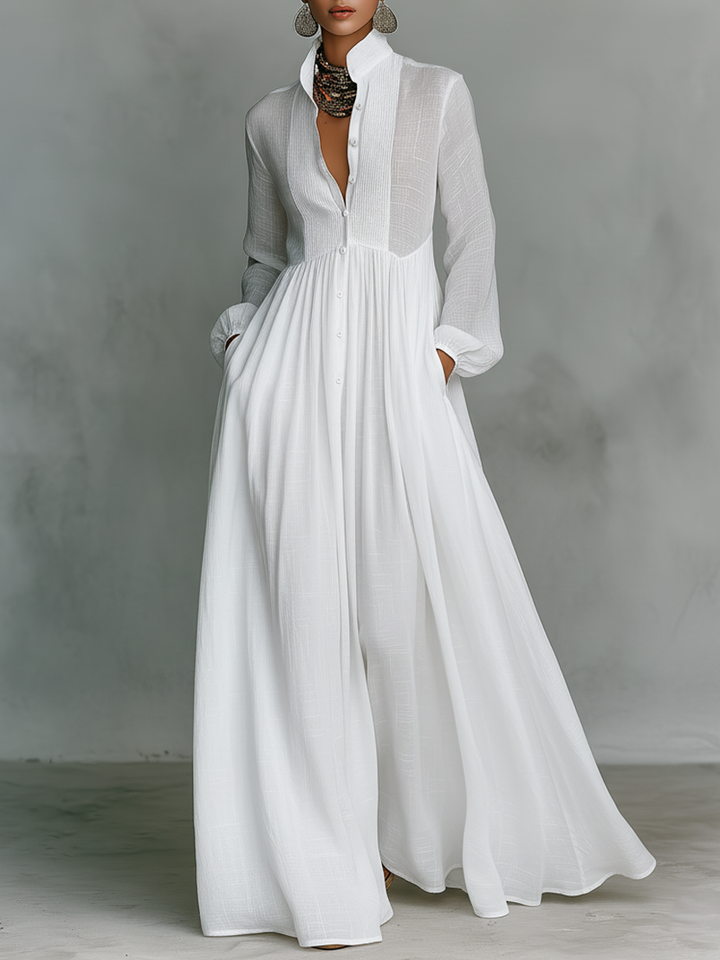GLORIA™ - LINEN PATCHWORK MAXI DRESS