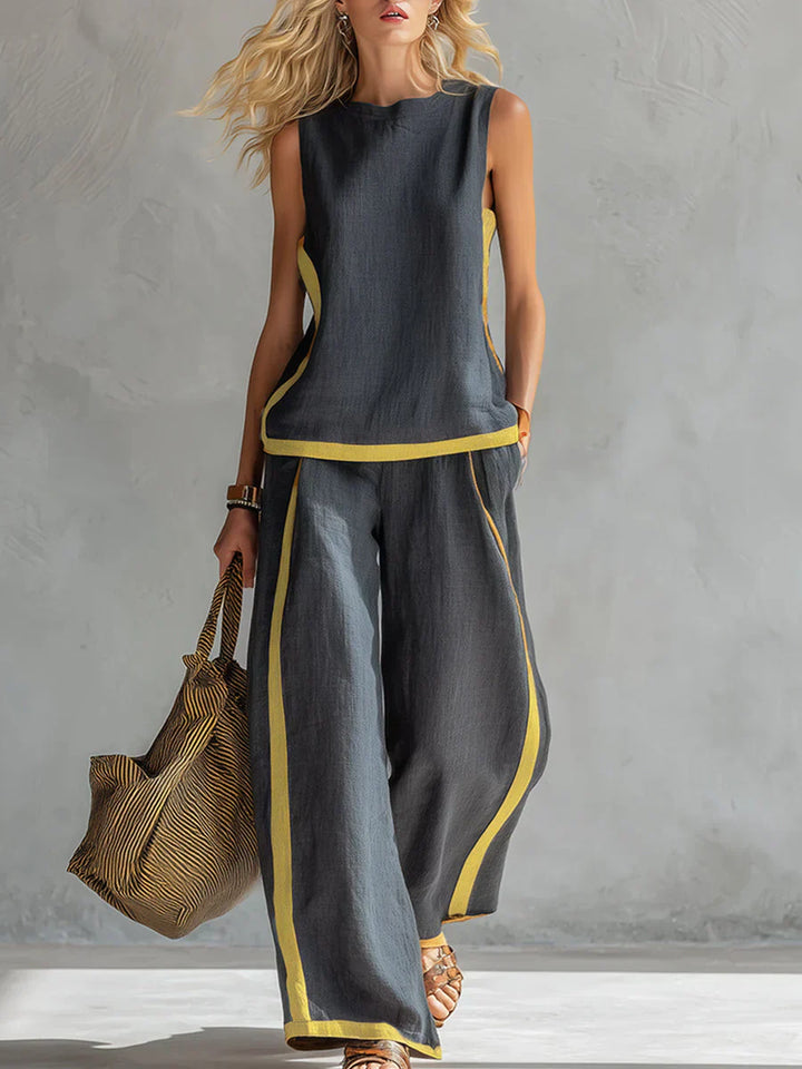 Ursula – Chic-Casual Vest and Pant Set with Bicolor Finishes
