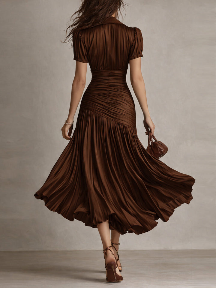 Adriana | Retro Striped Satin Midi Dress