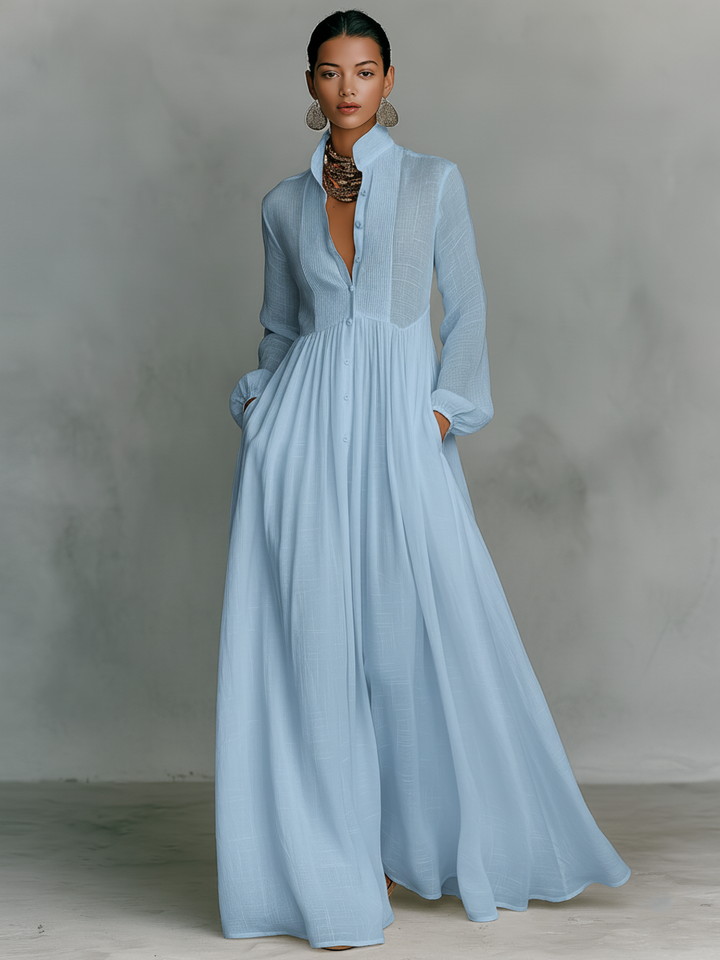 GLORIA™ - LINEN PATCHWORK MAXI DRESS
