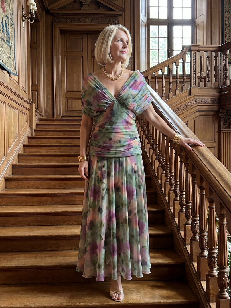 Stella & Grace™ | Off Shoulder Flow Midi Dress