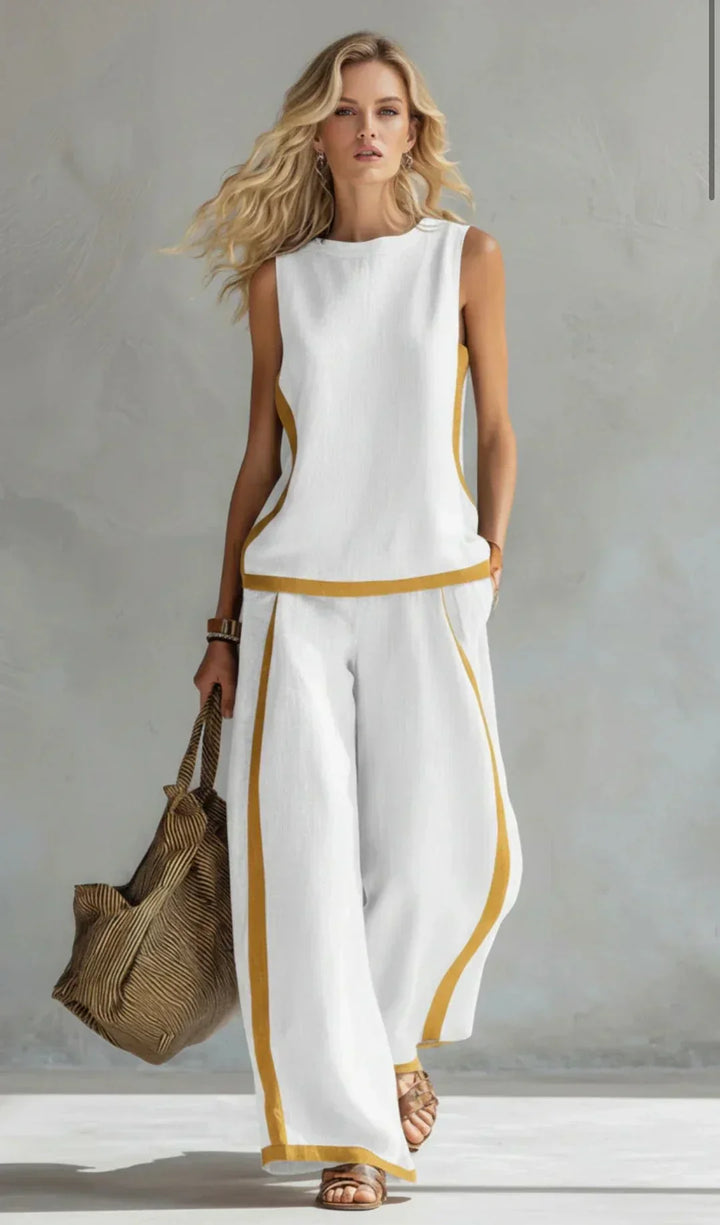 Ursula – Chic-Casual Vest and Pant Set with Bicolor Finishes