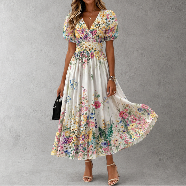 Rosalinda™ | Short Sleeve Floral Maxi Dress
