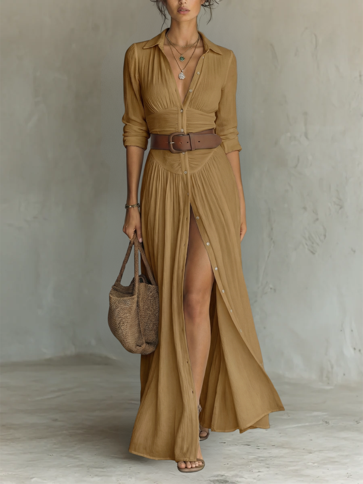 DOLORES™ - ELEGANT SUMMER MAXI LINEN SHIRT DRESS