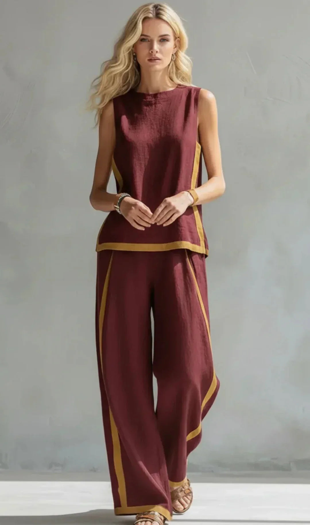 Ursula – Chic-Casual Vest and Pant Set with Bicolor Finishes