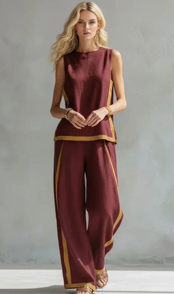 Ursula – Chic-Casual Vest and Pant Set with Bicolor Finishes