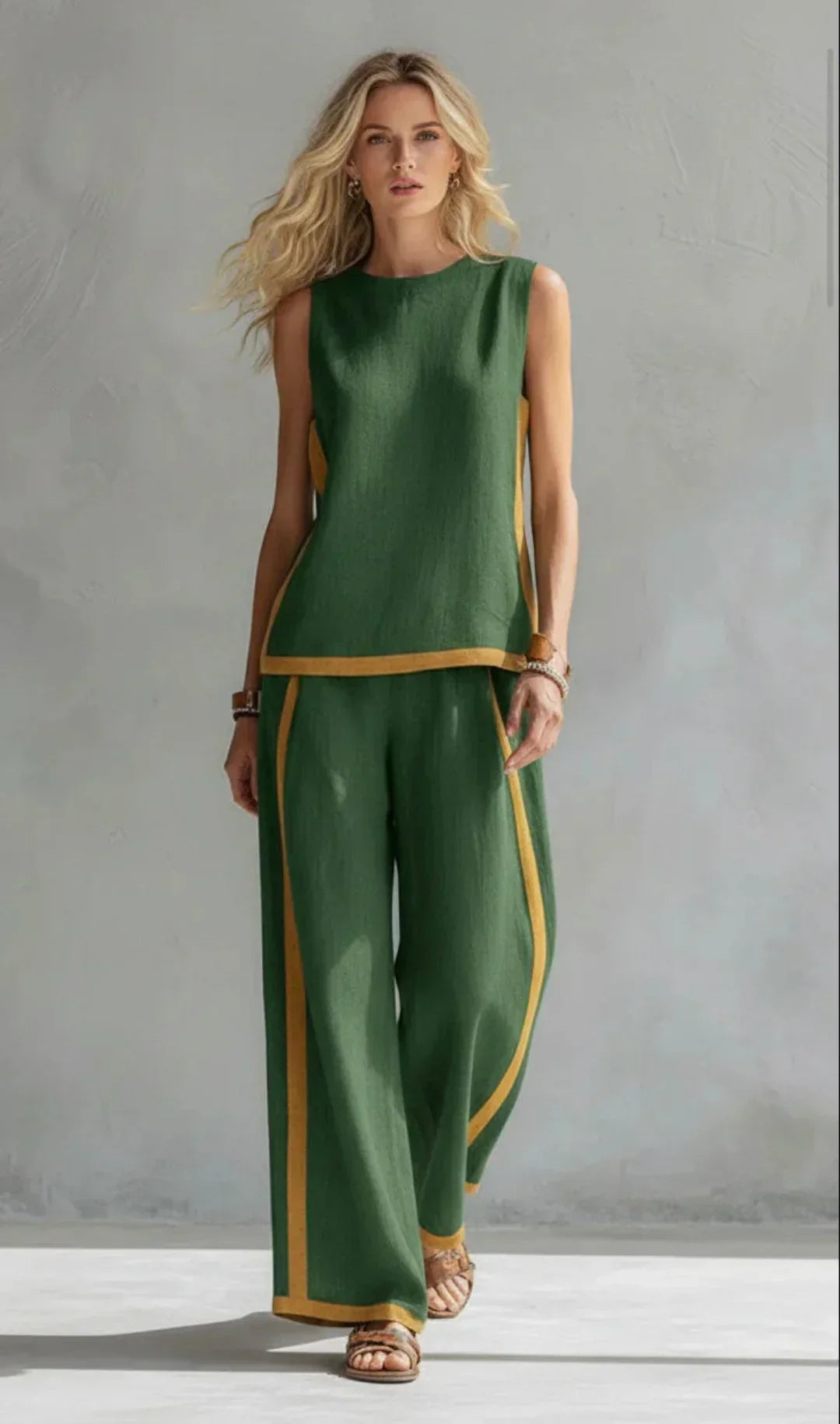 Ursula – Chic-Casual Vest and Pant Set with Bicolor Finishes