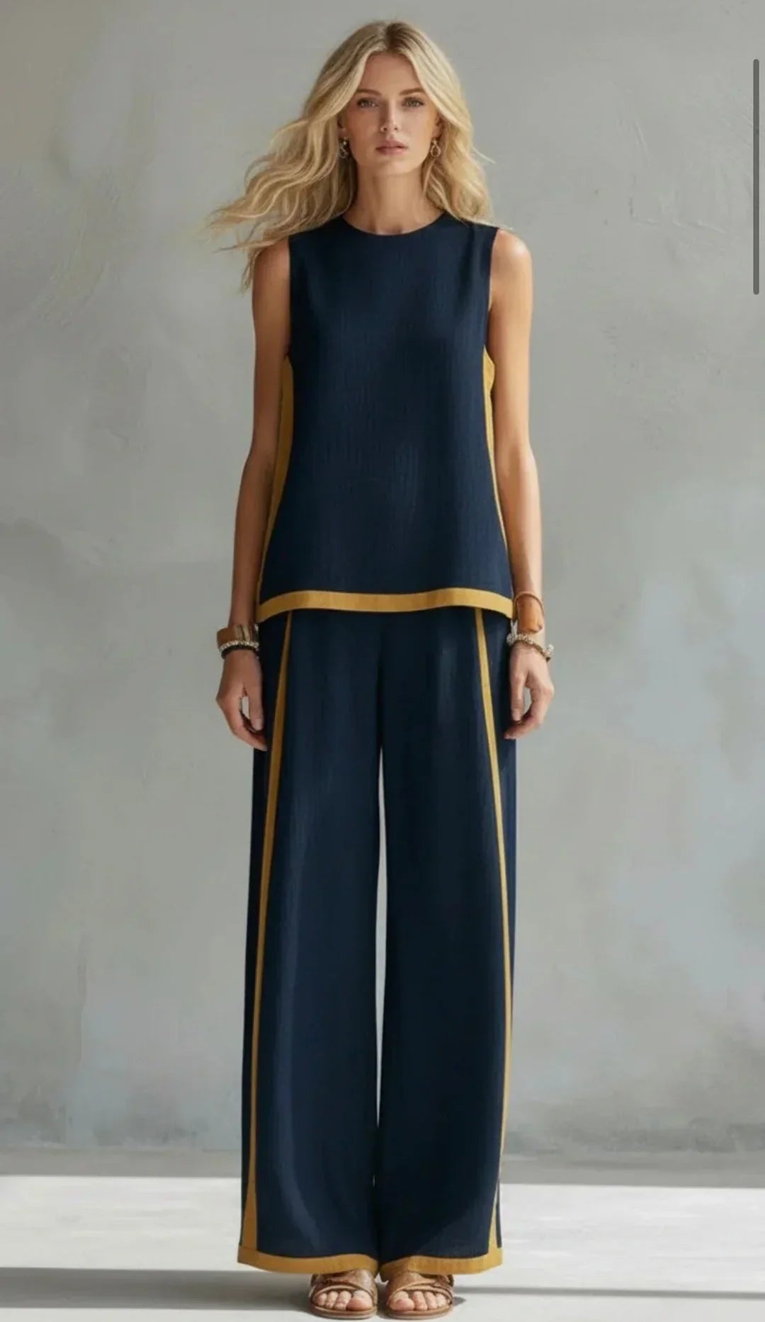 Ursula – Chic-Casual Vest and Pant Set with Bicolor Finishes