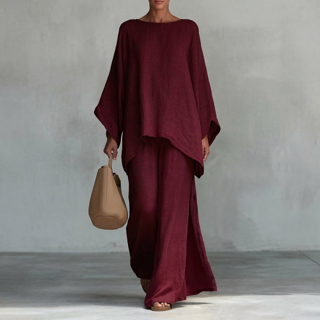 Christine | Two-Piece Long Sleeve Set with Wide Pants