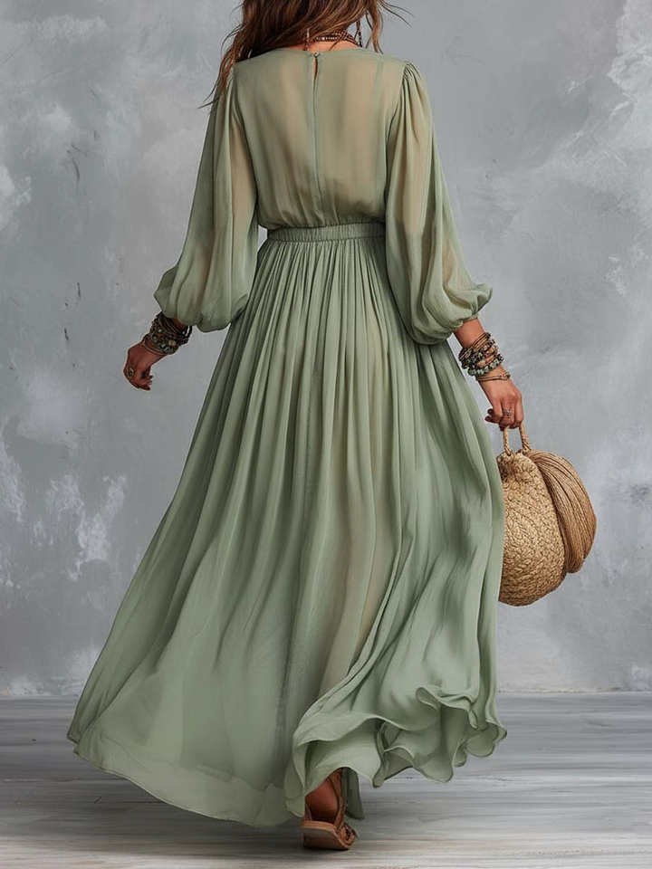 Élodine™ | Maxi Bohemian Dress with Floral Print