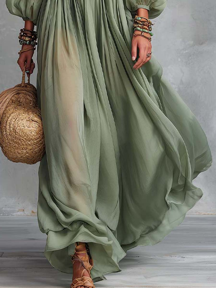 Élodine™ | Maxi Bohemian Dress with Floral Print