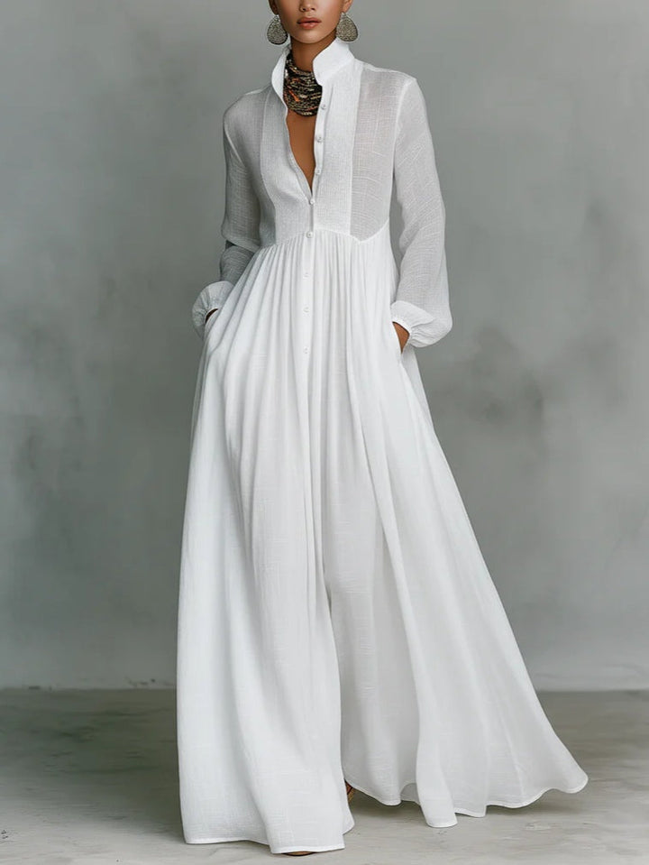 Léonie™ | Minimalist Maxi Dress with High Neck