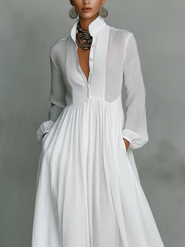Léonie™ | Minimalist Maxi Dress with High Neck