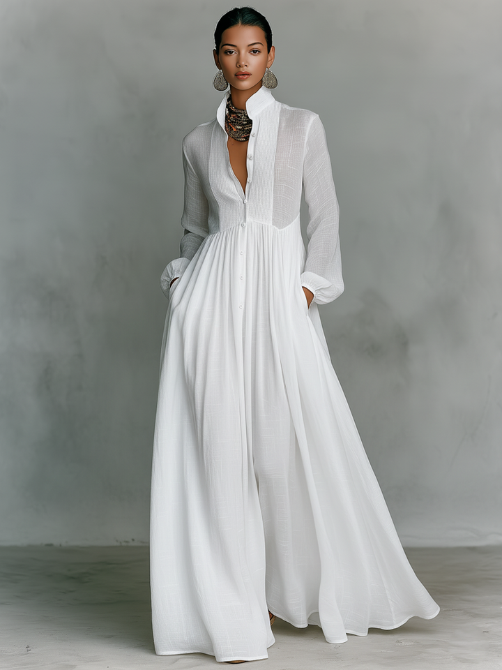 GLORIA™ - LINEN PATCHWORK MAXI DRESS