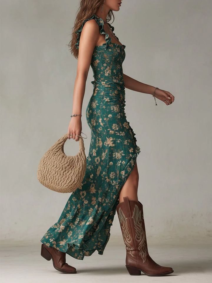 Zara | Bohemian Maxi Dress with Floral Print and Side Slit