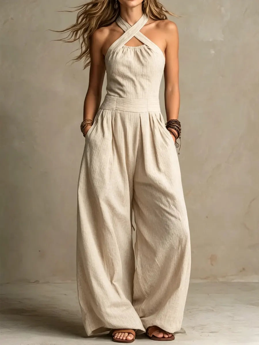 BIANCA™ - ELEGANT LINEN BLEND SUMMER JUMPSUIT
